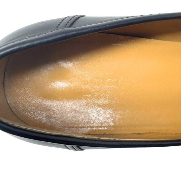 Gucci Jakarta Loafers Interlocking GG Logo Gold Horsebit Black Calfskin Leather - Picture 6 of 10